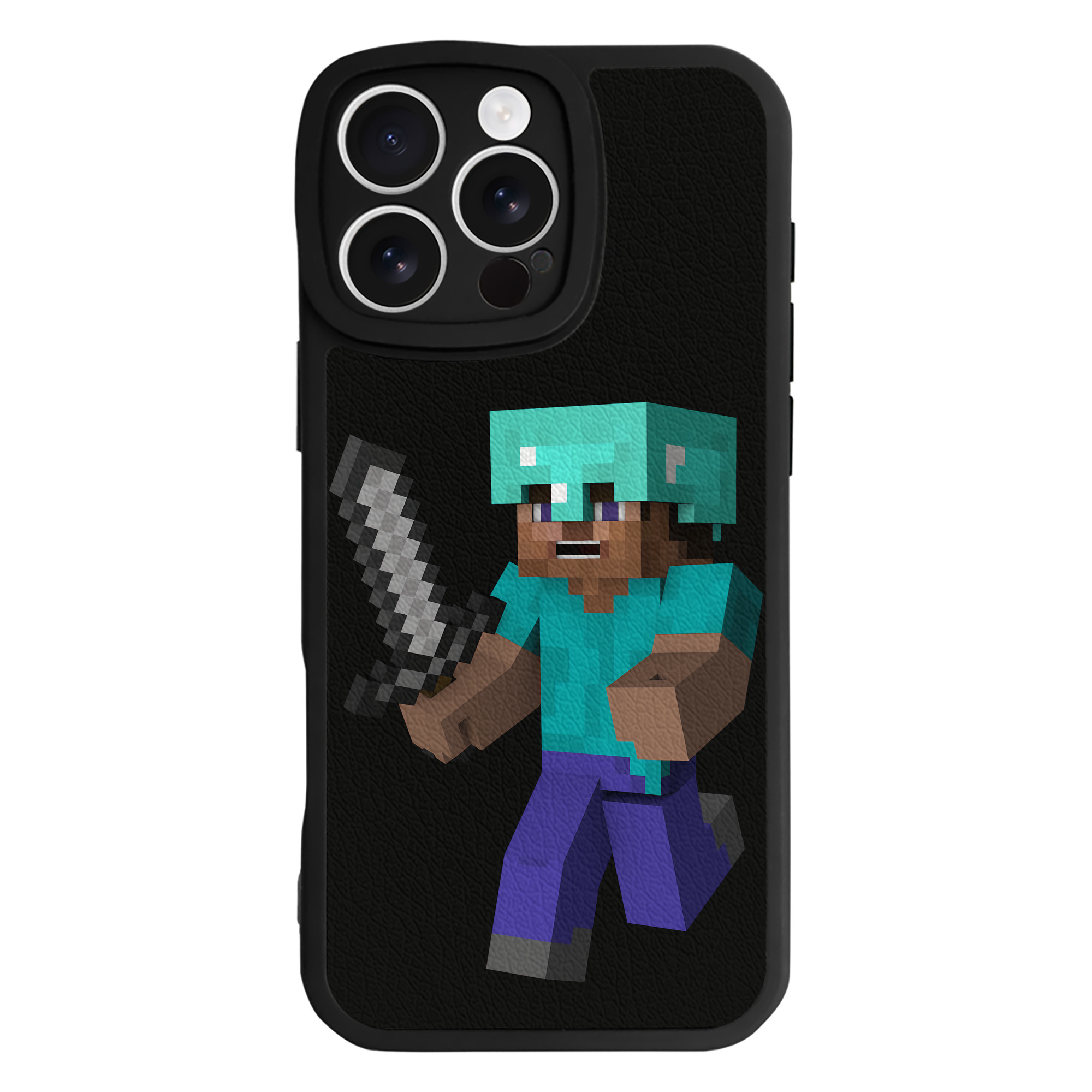 （画像用） マインクラフト ブロックの世界 Minecraft MC Block world 【iPhone 16シリーズ対応】シリコンスマホケース（レザー調） 材質：シリコン